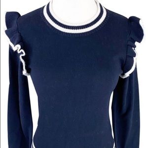 The Fifth Label Allegiance Sweater, Navy with Silver ruffles